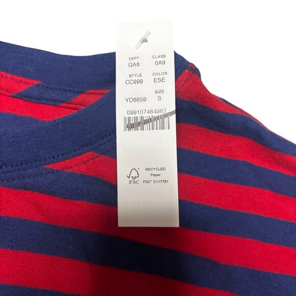 J.Crew Vintage Jersey Stripe Long Sleeve Tee Navy Red Cotton Small NWT - Picture 6 of 6